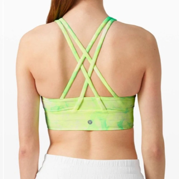 lululemon athletica Other - Lululemon Energy Bra High Neck Long Line Shibori - Yellow Highlight Green